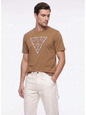 Guess Kahverengi Erkek T-Shirt M6YI47K4233-G1N9 Leave T-Shirt