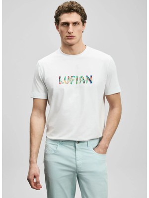 Lufian Lufıan Kırık Beyaz Erkek Slim Fit T-Shirt Surge