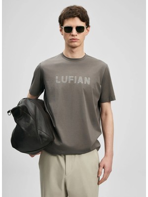 Lufian Lufıan Kahverengi Erkek Slim Fit Logo Baskılı T-Shirt Oscar