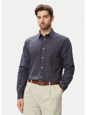 Guess Lacivert Erkek Regular Fit Çizgili Gömlek M6RH71WK001-SM3G Fil Regular Gömlek