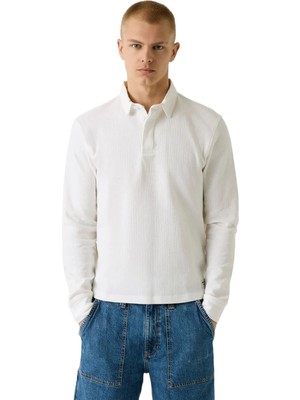 Guess Jeans Beyaz Erkek Polo T-Shirt M6YP02K3813-G046 Waffle Polot-Shirt