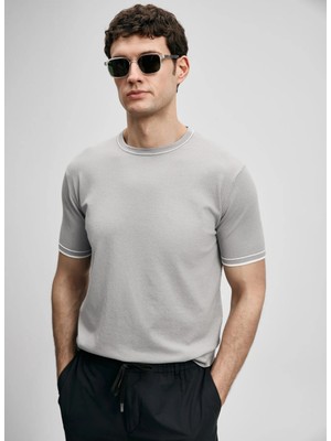 Lufian Lufıan Gri Erkek Bisiklet Yaka Slim Fit T-Shirt Foster