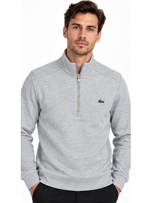 Lacoste Fermuar Yaka  Gri Regular Fit  Uzun Kol