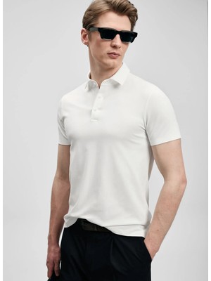 Lufian Lufıan Beyaz Erkek Slim Fit Polo T-Shirt Jaxon