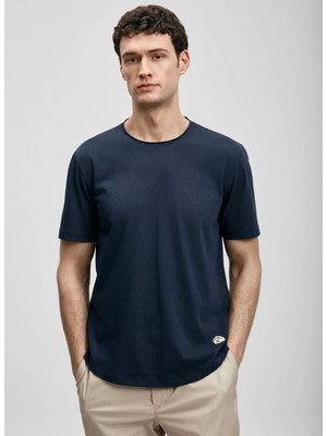 Lufian Lufıan Lacivert Erkek Slim Fit T-Shirt Junya