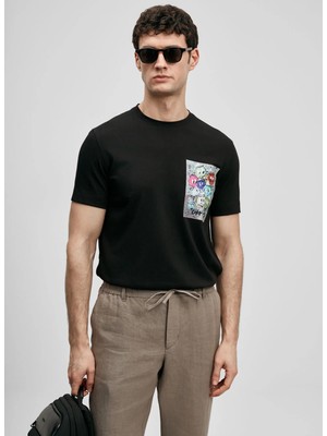 Lufian Lufıan Siyah Erkek Slim Fit T-Shirt Charlıe