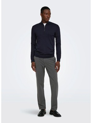 Only & Sons Gri Erkek Çizgili Chino Pantolon 22038671 Onsweft Strıpe 0652 Pants