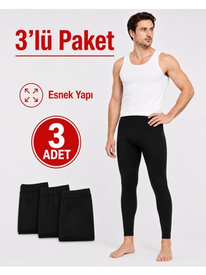 Don-X | Erkek Termal Tayt Pamuklu Set 3 'lü Siyah ( 3 Adet )