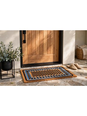 Evoris Coco CC017A Geometrik Desenli Kalın Kaymaz Taban Nem Alıcı Şık Tasarım Kapı Önü Paspası 45X75 cm