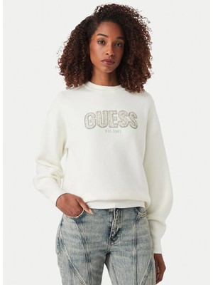 Guess Beyaz Kadın Bisiklet Yaka Kazak W6YR30Z0978-G012