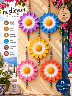 Nesli Evim El Yapımı Renkli Papatya Detaylı  Duvar Balkon Süsü
