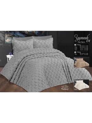 Çift Kişilik Yatak Örtüsü Gri 3 Parça Yatak Örtüsü Bedspread