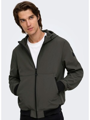 Only & Sons Gri Erkek Mont 22029276 Onsbowıe Softshell Bomber