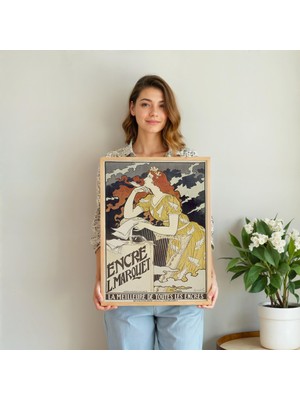 Pegziz Vintage Mürekkep Reklam Afişi Çerçeveli Sanat Poster Duvar Dekoru