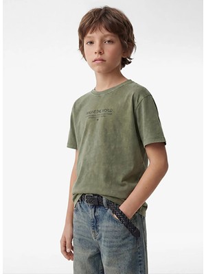 Koton Haki Erkek Çocuk Baskılı T-Shirt 6SKB10484TK