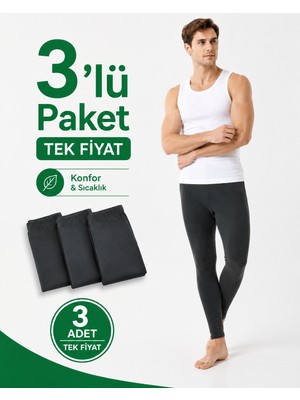 Don-X | Erkek Rahat Kışlık Termal Tayt Eko 3'lü Paket Antrasit ( 3 Adet )