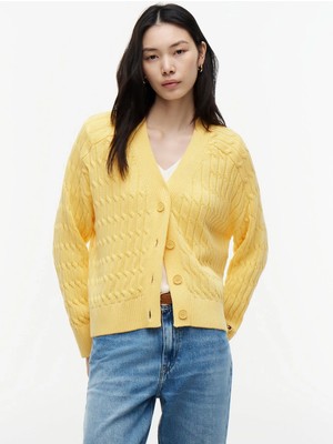 Tommy Hilfiger Sarı Kadın Triko Hırka WW0WW50078ZF0