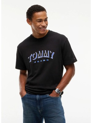 Tommy Jeans Siyah Erkek T-Shirt DM0DM23602BDS Tjm Rlx Dna Play Tee