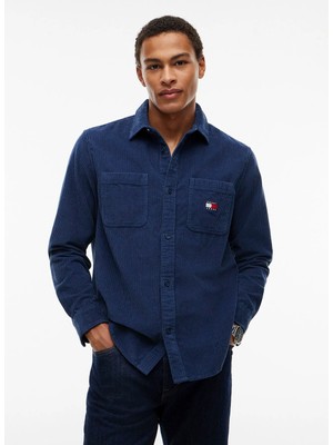 Tommy Jeans Lacivert Erkek Gömlek DM0DM23705DB7 Tjm Rlx Corduroy Shı