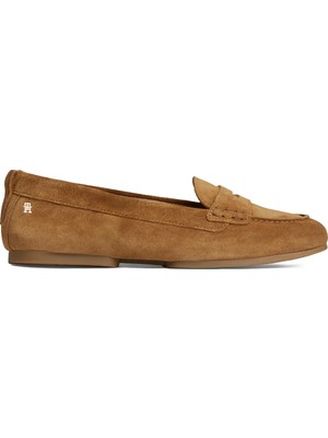 Tommy Hilfiger Taba Kadın Loafer Th Flex Suede Loafer Ballerına
