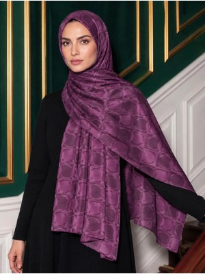 LuvenSara Luven Sara Pamuk Jakar Şal C Desen Patlican Moru