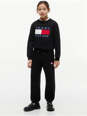 Tommy Hilfiger Siyah Erkek Çocuk Regular Fit Sweatpant KS0KS00715-HERITAGE Flag Sweatpants