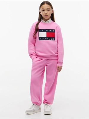 Tommy Hilfiger Pembe Kız Çocuk Regular Fit Sweatpant KS0KS00715-HERITAGE Flag Sweatpants