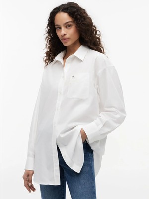 Tommy Jeans Beyaz Kadın Gömlek DW0DW22936YBL
