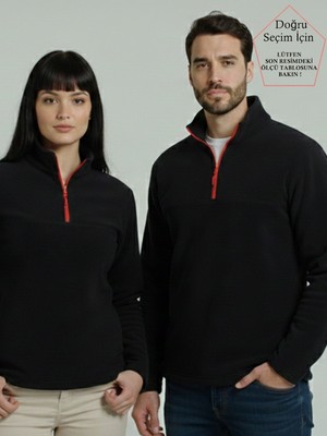 SmallTouch Unısex Tüylenme Yapmayan Normal Kalıp Dik Yaka Soğuk Geçirmez  Polar