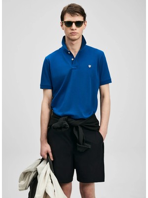 Lufian Lufıan Mavi  Erkek Slim Fit Polo T-Shirt Laon
