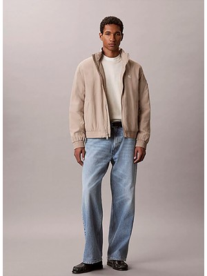 Calvin Klein Jeans Kahverengi Erkek Dik Yaka Classic Fit Logo Baskılı Mont LV04RG500GRAK Ls Padded Nylon Harr