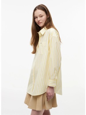 Tommy Jeans Sarı Kadın Çizgili Gömlek DW0DW229360FP