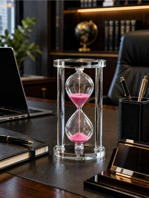 Kesene Modern Ofis Masa Üstü Biblosu Cam Kum Saati 10 Dakikalık Zamanlı pembe Kum DEKORATIF HEDIYE 14.5X8CM