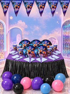 snowparty Kpop K-Pop Demon Hunters Temalı Masa Etekli Doğum Günü Parti Süsleri Seti