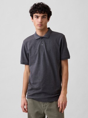 Gap Erkek Koyu Gri Pique Polo Yaka T-Shirt