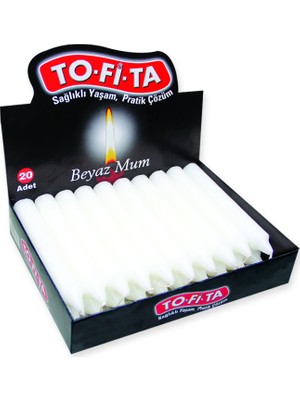 To-Fi-Ta Kokusuz Beyaz Mum Kalın  20  Ekonomik Paket Adet Kalın 14 cm Şamdan Mum ile Evinizde Şıklık Yaratın
