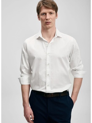 Lufian Lufıan Beyaz Erkek Slim Fit Gömlek Veler