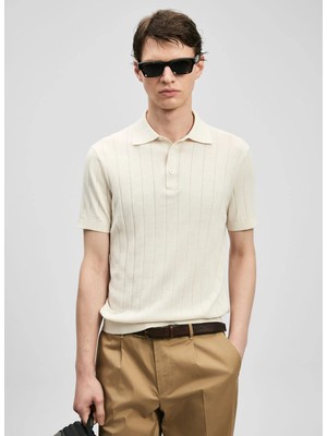 Lufian Lufıan Kırık Beyaz Erkek Slim Fit Polo T-Shirt Bold