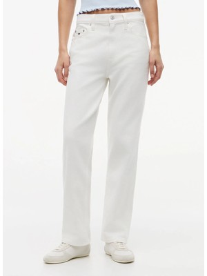 Tommy Jeans Beyaz Kadın Slim Straight Denim Pantolon DW0DW230741D0
