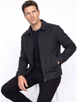 Fabrika Antrasit Erkek Slim Fit Diyagonal Gömlek Yaka Mont F6WM-MNT 2109