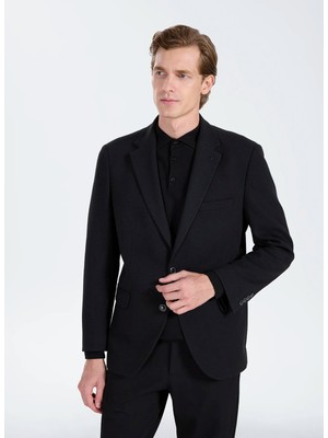 Altınyıldız Classics Siyah Erkek Mono Yaka Regular Fit Armürlü Ceket ACE004271033