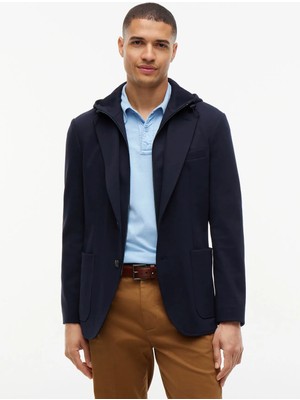 Tommy Hilfiger Lacivert Erkek Kapüşonlu Slim Fit Dokuma Ceket MW0MW44737DW5_NY Bıb Punto Mılano