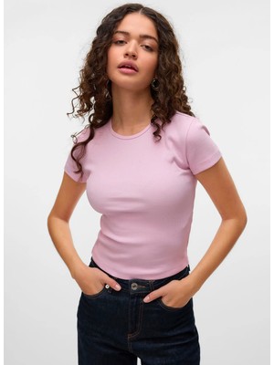 Vero Moda Pembe Kadın Dar T-Shirt 10306894-132805 Tcx