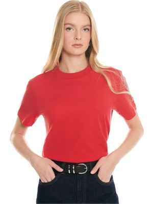 Ted Baker Kırmızı Kadın Bisiklet Yaka T-Shirt TBWRTS1084-7