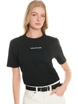 Ted Baker Siyah Kadın Yuvarlak Yaka T-Shirt TBWRTS3025