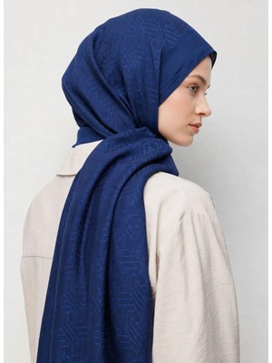 Mizalle Lacivert Kadın Geometrik Desen Şal M2MZ4030300014