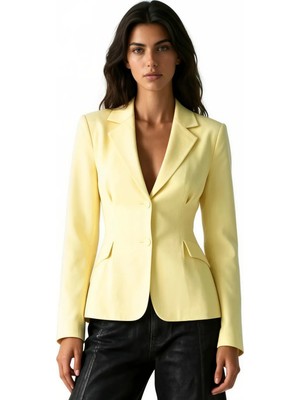 Hiccup Kadınlar Pucka Kadın Krep Blazer Ceket Limon Sarısı