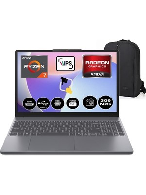 Lenovo Ideapad Slim 3 Amd Ryzen 7 170 24GB 512GB SSD Windows 11 Pro 15.3'' Amd Radeon™ 680M Taşınabilir Bilgisayar 83K700PSTR + Snertech Çanta