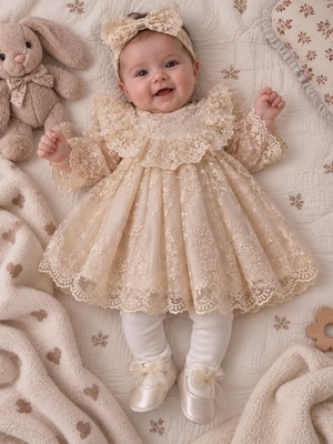 Pugi Baby Pugi Kız Bebek Abiye Mevlüt Elbisesi 4021
