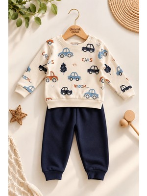 Dinamik çocuk Erkek Bebek/çocuk Arabas Desenli 2'li Takım Sweatshirt ve Eşofman Altı 3-6-9-12AYLIK
